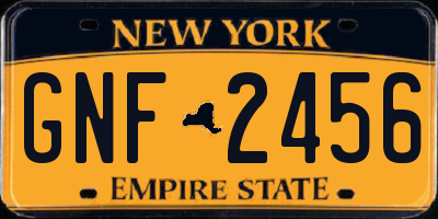 NY license plate GNF2456