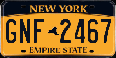 NY license plate GNF2467