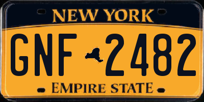 NY license plate GNF2482