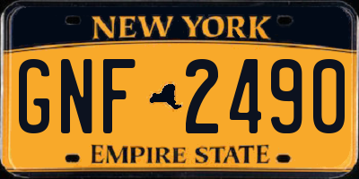 NY license plate GNF2490