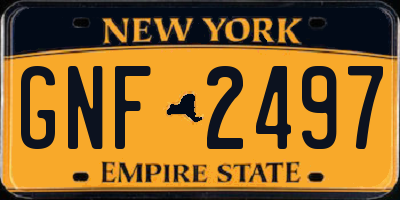 NY license plate GNF2497