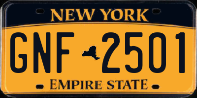 NY license plate GNF2501