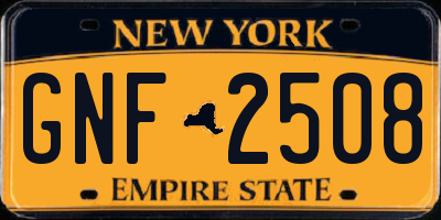 NY license plate GNF2508