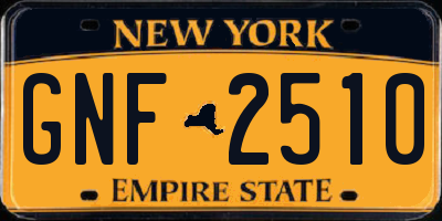 NY license plate GNF2510