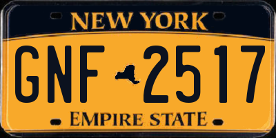 NY license plate GNF2517