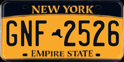 NY license plate GNF2526