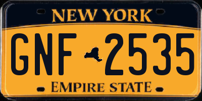 NY license plate GNF2535