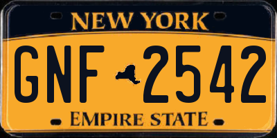 NY license plate GNF2542