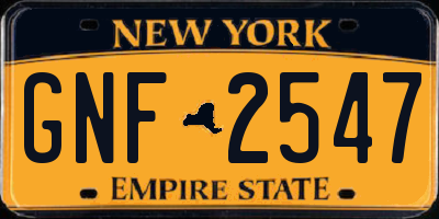 NY license plate GNF2547