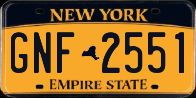 NY license plate GNF2551