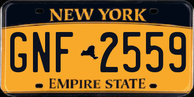 NY license plate GNF2559