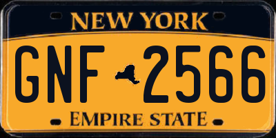 NY license plate GNF2566