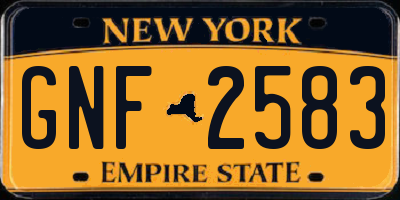 NY license plate GNF2583