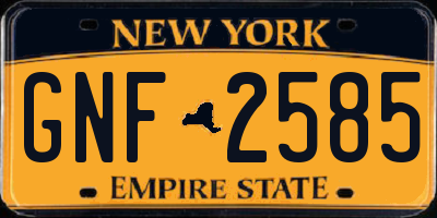 NY license plate GNF2585