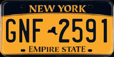 NY license plate GNF2591