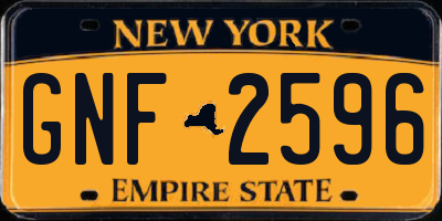 NY license plate GNF2596