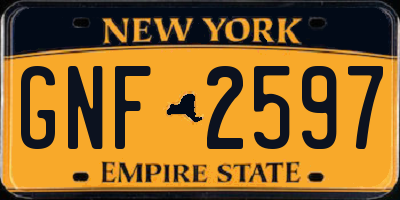 NY license plate GNF2597