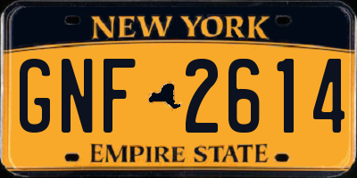 NY license plate GNF2614