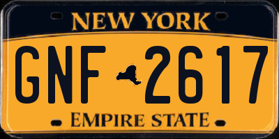 NY license plate GNF2617