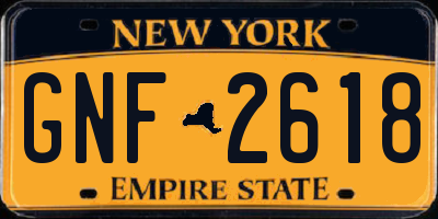 NY license plate GNF2618