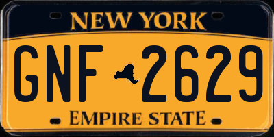 NY license plate GNF2629