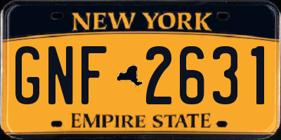 NY license plate GNF2631