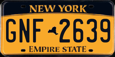 NY license plate GNF2639