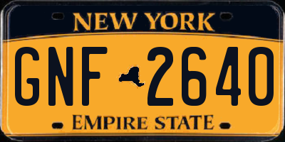 NY license plate GNF2640