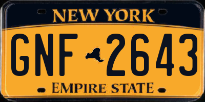 NY license plate GNF2643