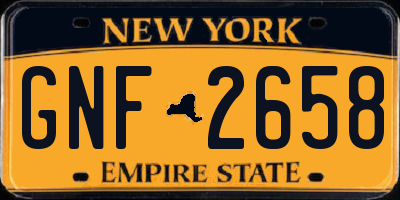 NY license plate GNF2658