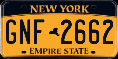NY license plate GNF2662
