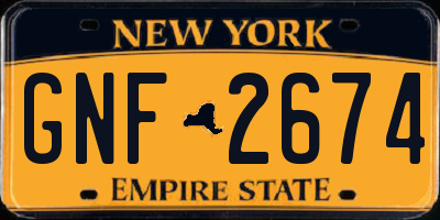 NY license plate GNF2674