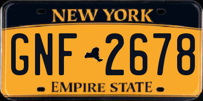 NY license plate GNF2678