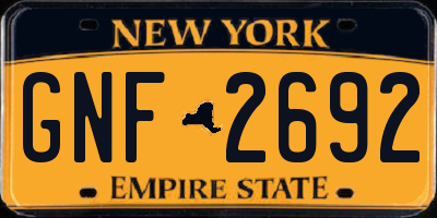 NY license plate GNF2692