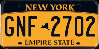 NY license plate GNF2702
