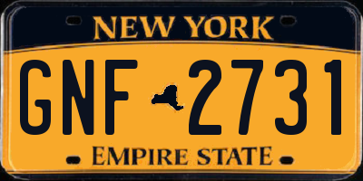 NY license plate GNF2731