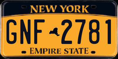 NY license plate GNF2781