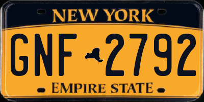 NY license plate GNF2792