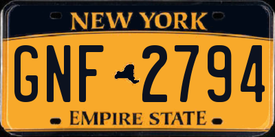 NY license plate GNF2794