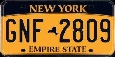 NY license plate GNF2809