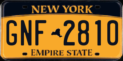 NY license plate GNF2810