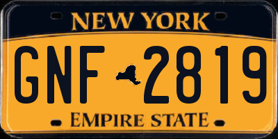 NY license plate GNF2819