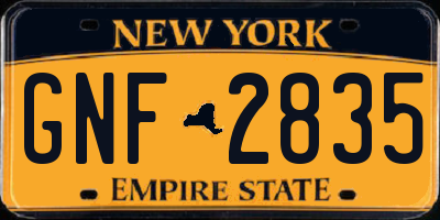 NY license plate GNF2835