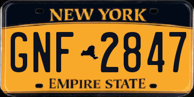 NY license plate GNF2847