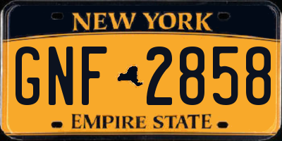 NY license plate GNF2858