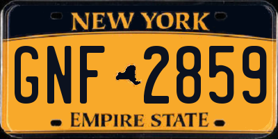 NY license plate GNF2859