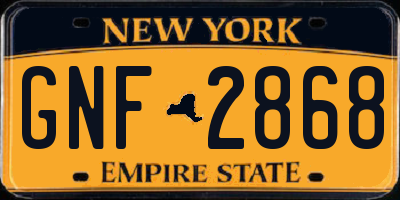 NY license plate GNF2868