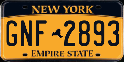 NY license plate GNF2893