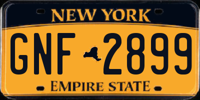 NY license plate GNF2899