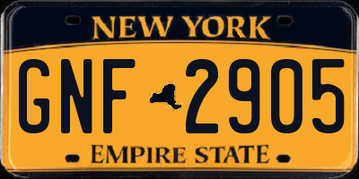 NY license plate GNF2905